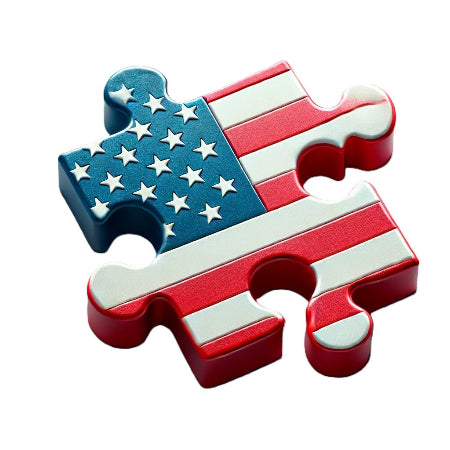 The Missing Piece Puzzle Company puzzle piece with American Flag
