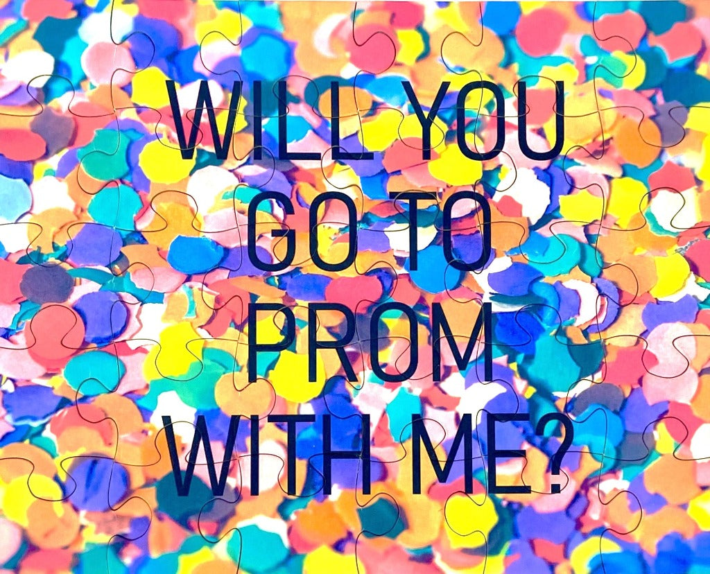 PROMPOSAL. Colorful puzzle ask your date to the prom. The Missing Piece Puzzle Company