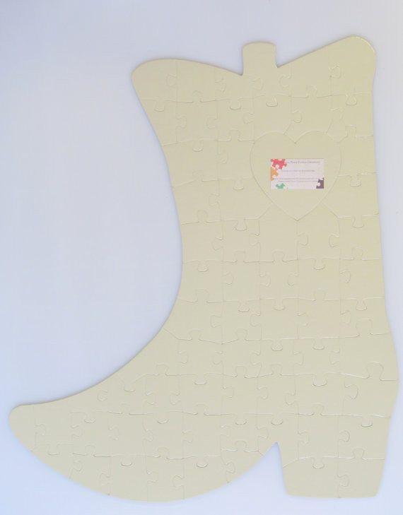 Cowboy Cowgirl Boot Guest Book Puzzle. Country Style Wedding Puzzle The Missing Piece Puzzle Company