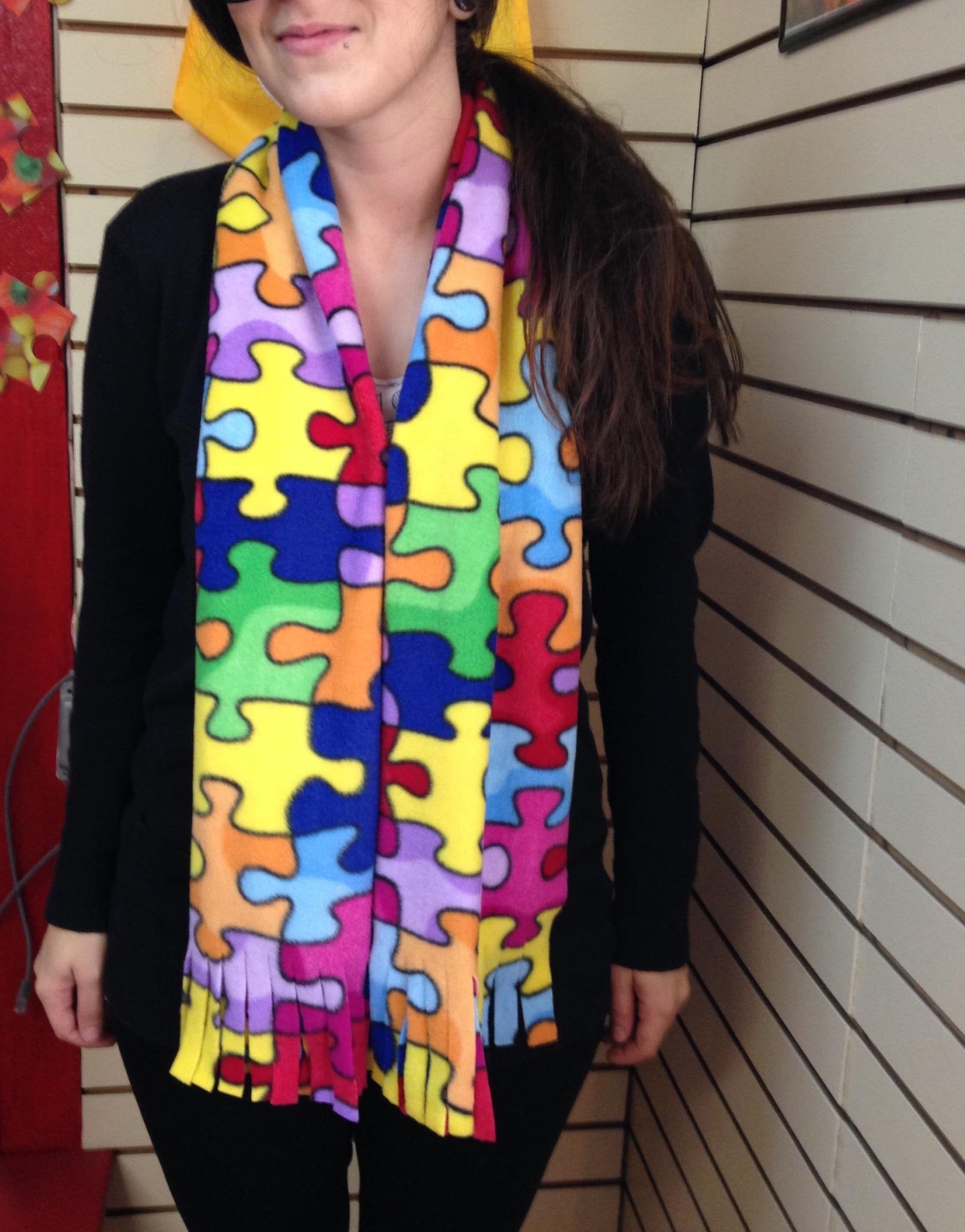 Handmade Jigsaw Puzzle Pattern Scarf Bright and Colorful SALE - Autism Awareness The Missing Piece Puzzle Company