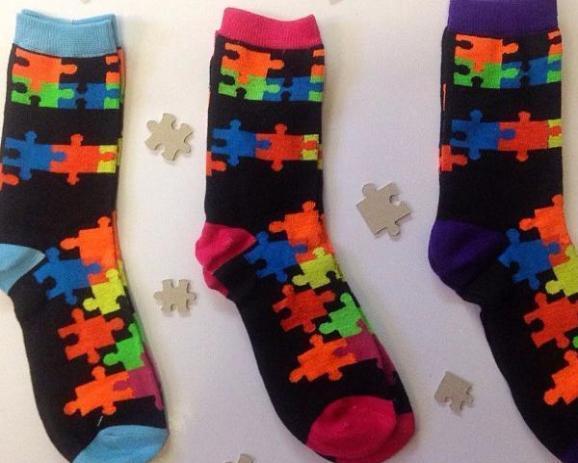 Set of 3 Puzzle Socks - mixed colors.  Save big! The Missing Piece Puzzle Company