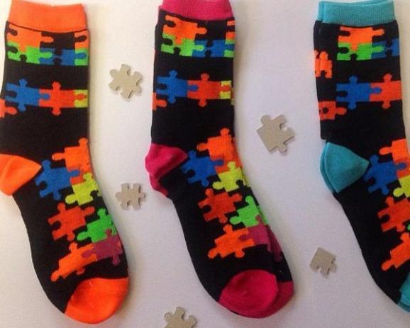 Set of 3 Puzzle Socks - mixed colors.  Save big! The Missing Piece Puzzle Company