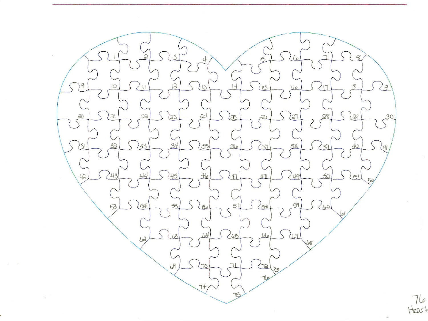 Template for our 76 and 108 Piece Heart Puzzle with Hints and Tips for Assembly  The Missing Piece Puzzle Company