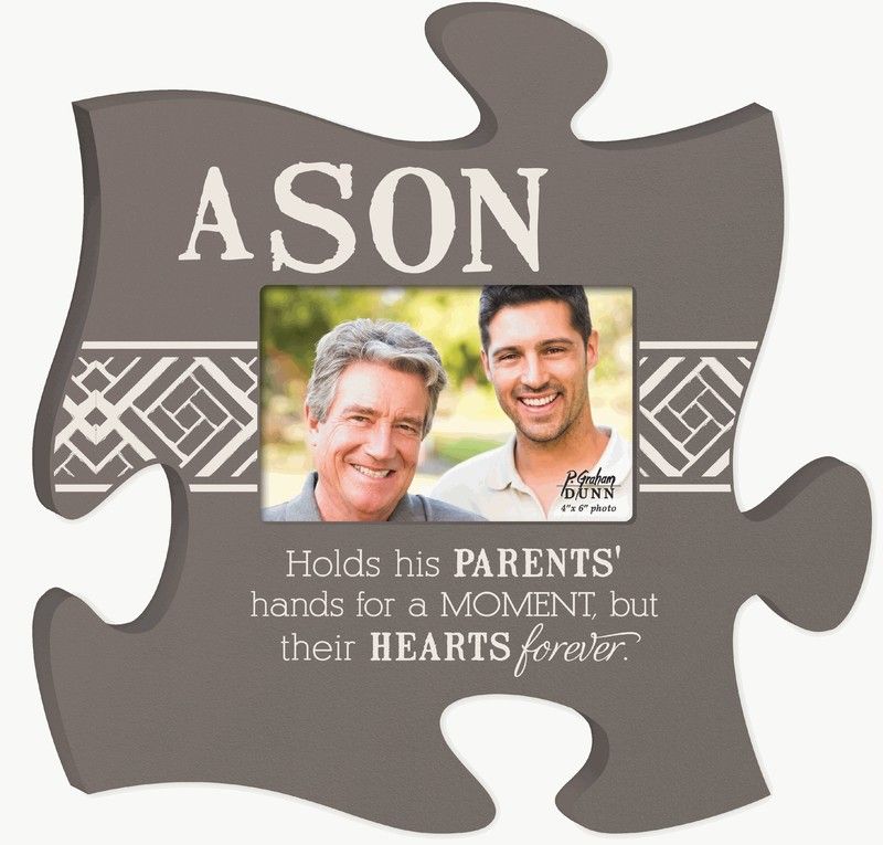 Wall art with Wooden Jigsaw Puzzle Pieces A Son Hold His Parents Hand The Missing Piece Puzzle Company