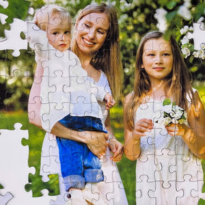 Unique Mother's Day gift of custom puzzle. Mothers Day picture to puzzle of mom and kids.  Mothers Day custom puzzle