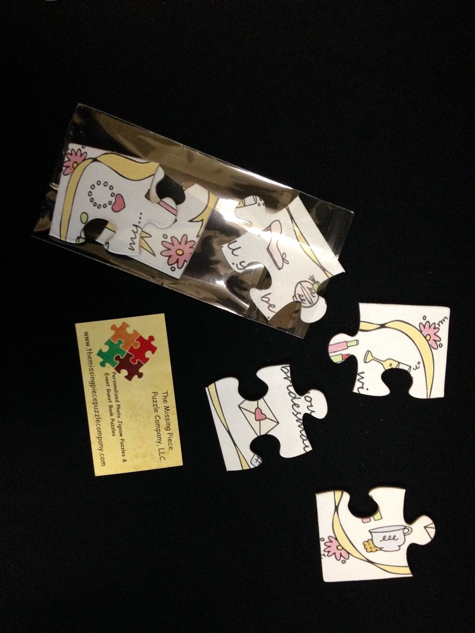 YOUR DESIGN on a SET of Custom Invitation Post Card Size Puzzles.  10 puzzles per Package. The Missing Piece Puzzle Company