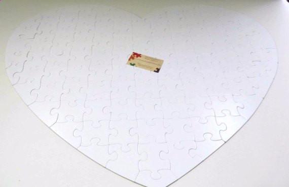 Giant Heart Shaped Guest Book Puzzle with 108 White Puzzle Pieces FB The Missing Piece Puzzle Company