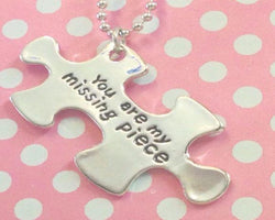Puzzle Piece Necklace hand stamped You Are My Missing Piece The Missing Piece Puzzle Company