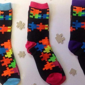 Set of 3 Puzzle Socks - mixed colors.  Save big! The Missing Piece Puzzle Company