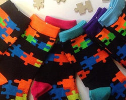 Set of 3 Puzzle Socks - mixed colors.  Save big! The Missing Piece Puzzle Company