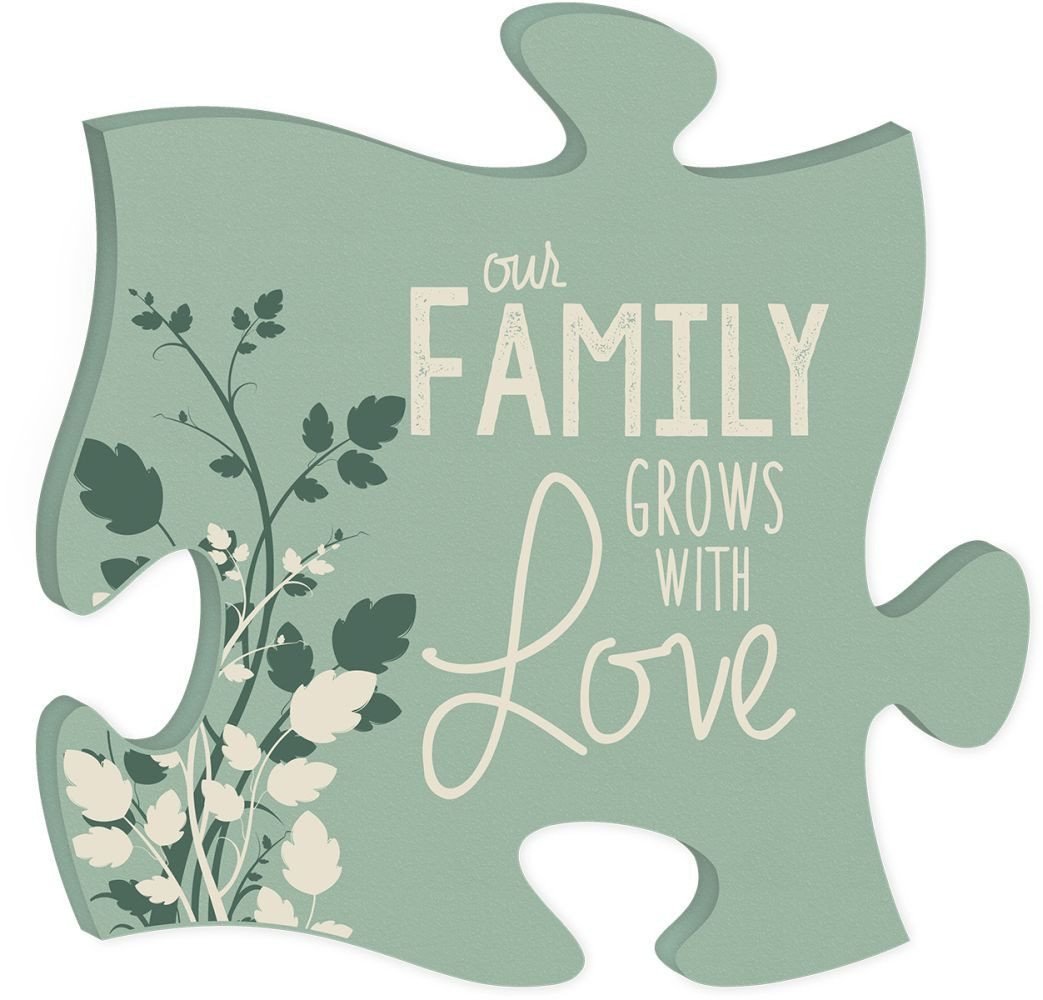 Wood Puzzle Wall Decor - Our Family Grows With Love The Missing Piece Puzzle Company